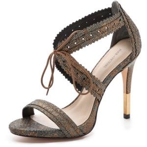 NIB Pour La Victoire Shanna Brass Leather Heels